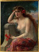 Emile Vernon Girl with a Poppy oil